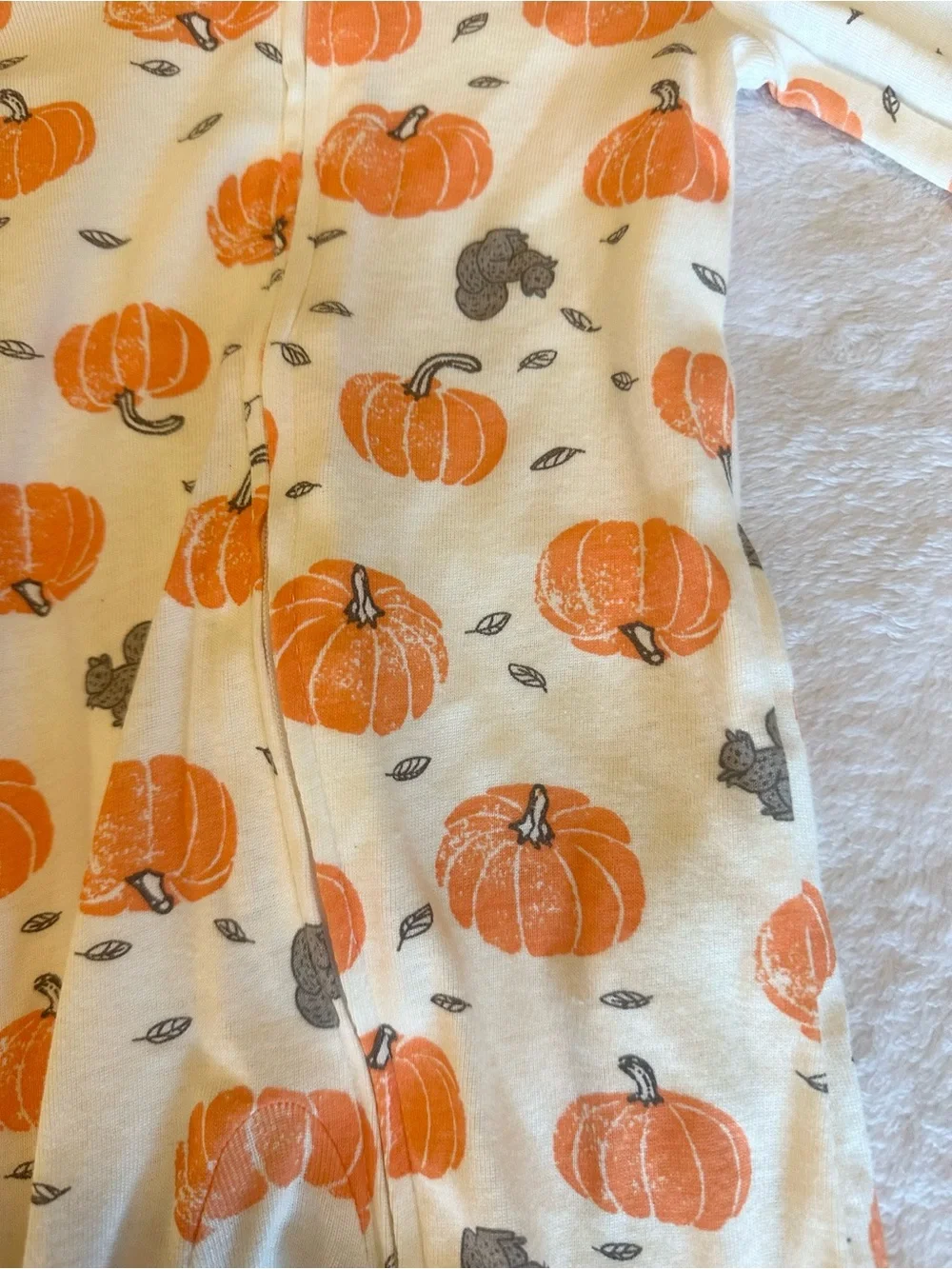 Little Planet Cream Pumpkin-Print Footed One-Piece for Kids